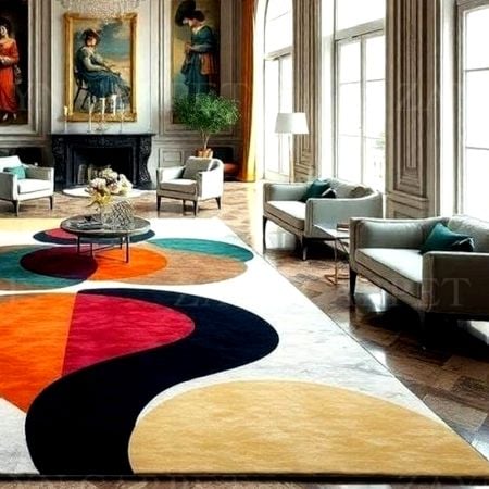Handcrafted Abstract Circle Luxury Living Room Rug